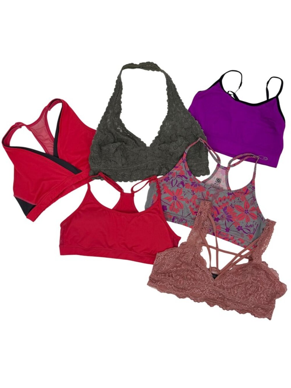 VTG Bundle Of 4 Sports Bras & 2 Lace Bralettes L| Athliesure Coquette Whimsigoth